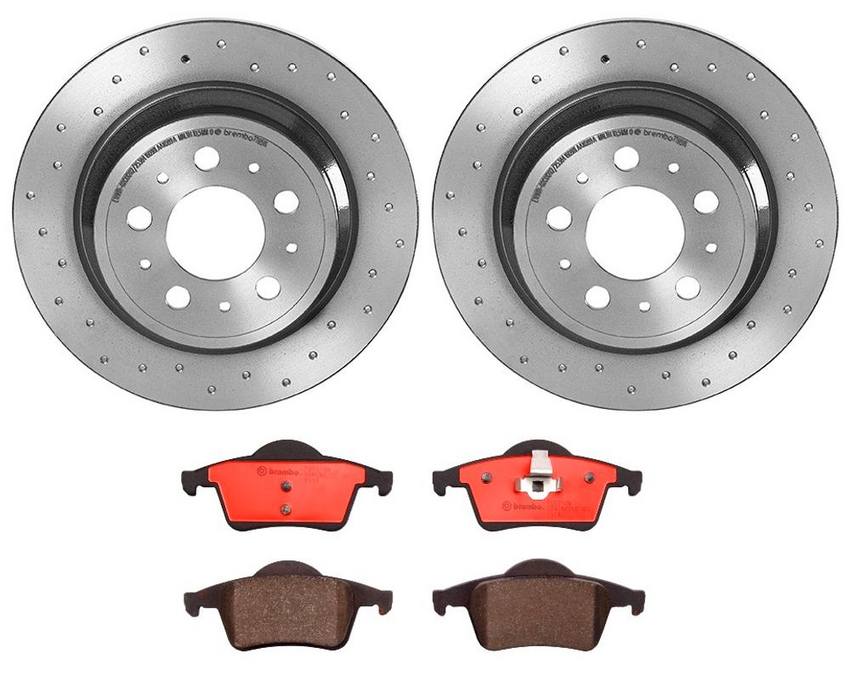 Volvo Brembo Brakes Kit - Pads and Rotors Rear (288mm) (Xtra) (Ceramic) 31471821 - Brembo 1814612KIT